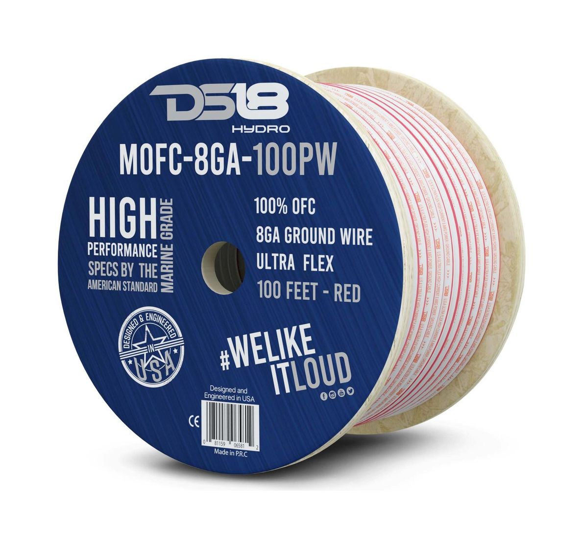 Силовой провод из 100% меди для морского применения 8-GA 30 м. красный MOFC8GA100P, DS18 11589536 от прозводителя DS18