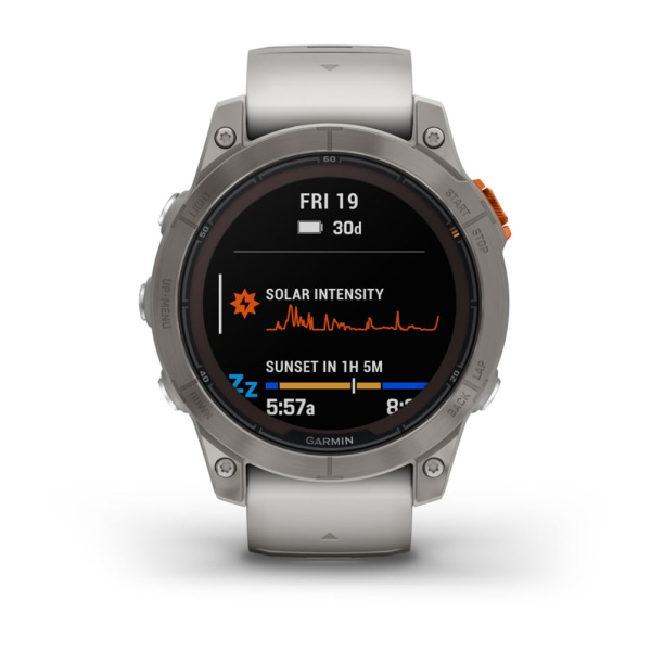 Garmin Fenix 7 Pro Sapphire Solar титановый серый с серо-оранжевым ремешком 010-02777-21 от прозводителя Garmin