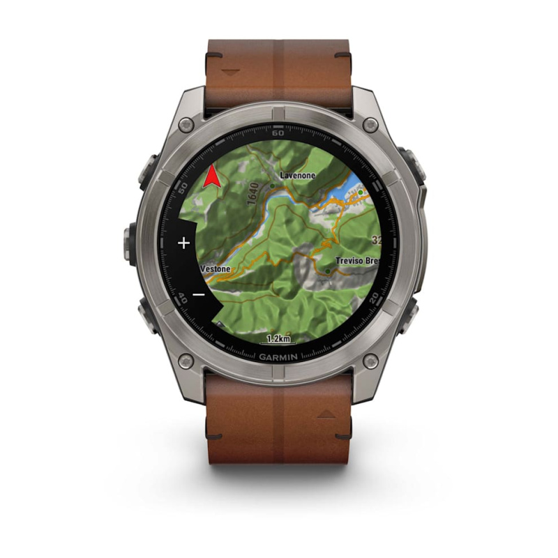 Garmin Fenix 8 - 51 мм AMOLED | SAPPHIRE | Titanium with Chestnut Leather Band