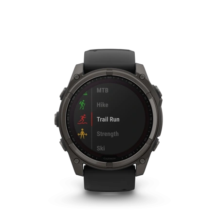 Garmin Fenix 8 - 51 мм SOLAR | SAPPHIRE | Carbon grey DLC titanium with Black/pebble grey silicone band