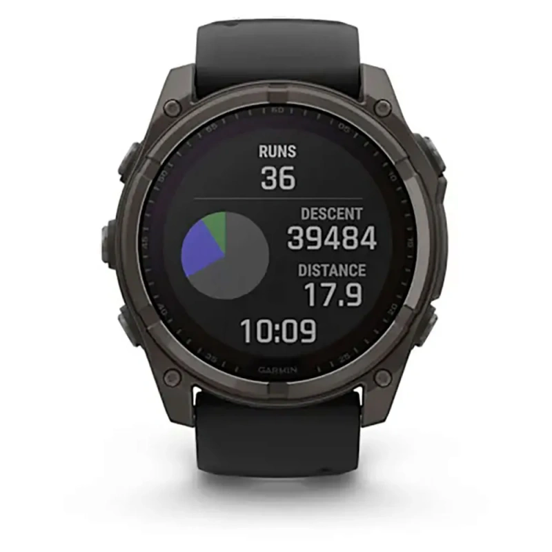Garmin Fenix 8 - 51 мм SOLAR | SAPPHIRE | Carbon grey DLC titanium with Black/pebble grey silicone band