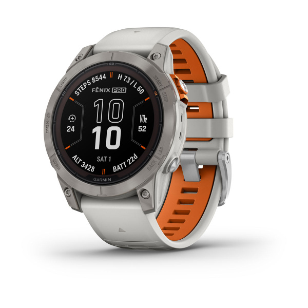 Garmin Fenix 7 Pro Sapphire Solar титановый серый с серо-оранжевым ремешком 010-02777-21 от прозводителя Garmin