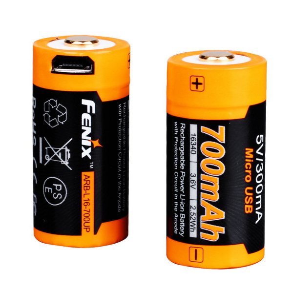 Аккумулятор 16340 Fenix 700 UP mAh Li-ion разъемом для USB, ARB-L16-700UP ARB-L16-700UP от прозводителя Fenix