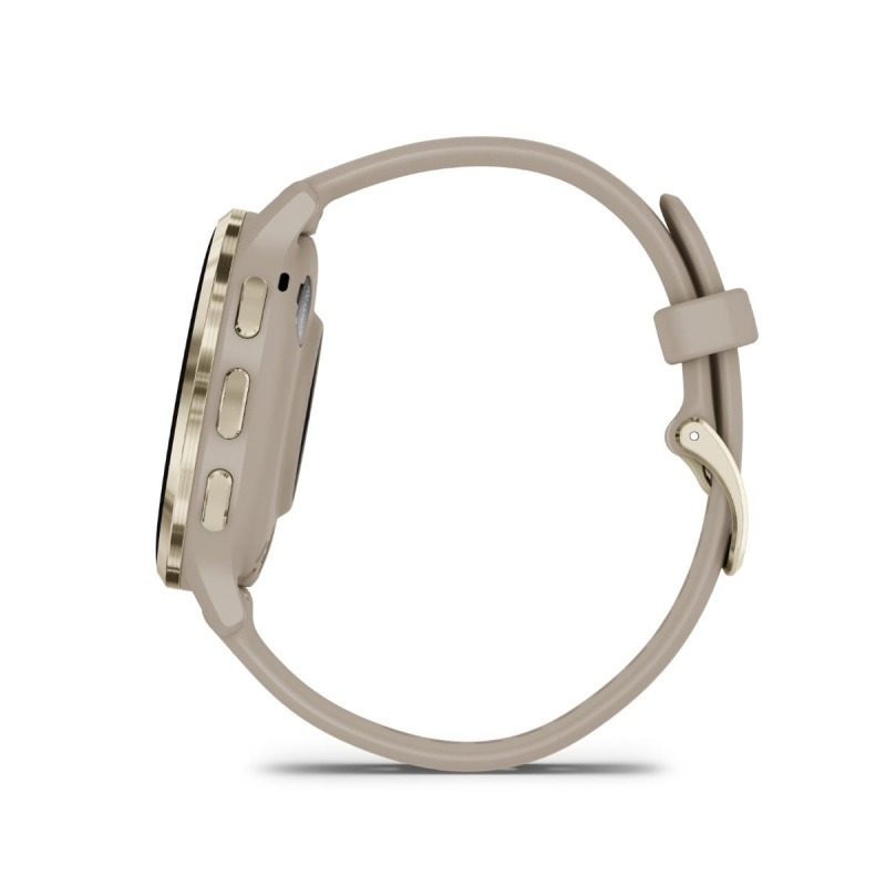 Garmin Venu 3s - 41 мм | Soft gold stainless steel bezel with French grey case and silicone band