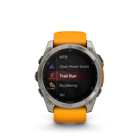 Garmin Fenix 8 - 51 мм AMOLED | SAPPHIRE | Titanium with Spark orange/graphite silicone band