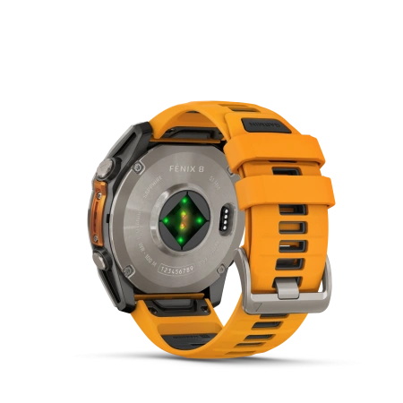 Garmin Fenix 8 - 51 мм AMOLED | SAPPHIRE | Titanium with Spark orange/graphite silicone band