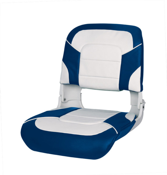 Сиденье пластмассовое складное с подложкой All Weather High Back Seat, бело-синее 75140WB от прозводителя Newstarmarine