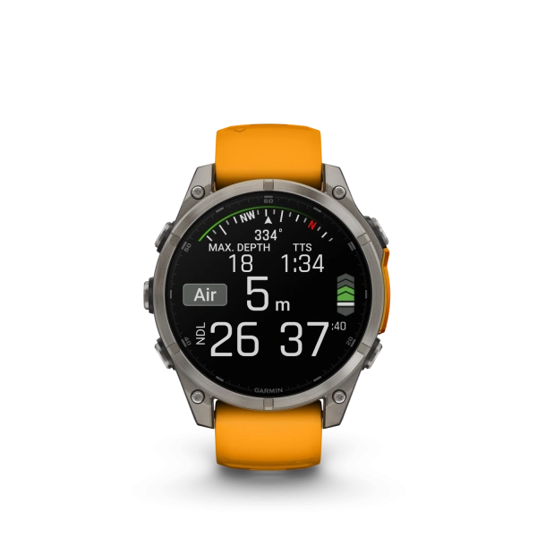 Garmin Fenix ​​8 — 47 мм AMOLED — сапфирово-титановый с оранжево/графитовым ремешком 010-02904-11 от прозводителя Garmin