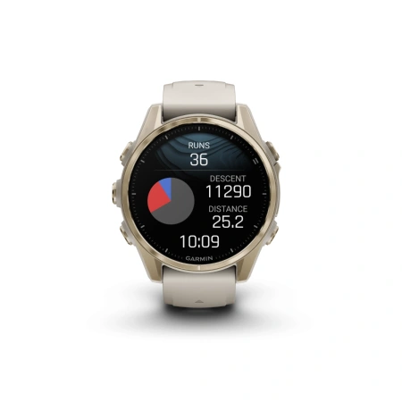 Garmin Fenix 8 - 43 мм AMOLED | Sapphire | Soft Gold with Fog grey/dark sandstone silicone band