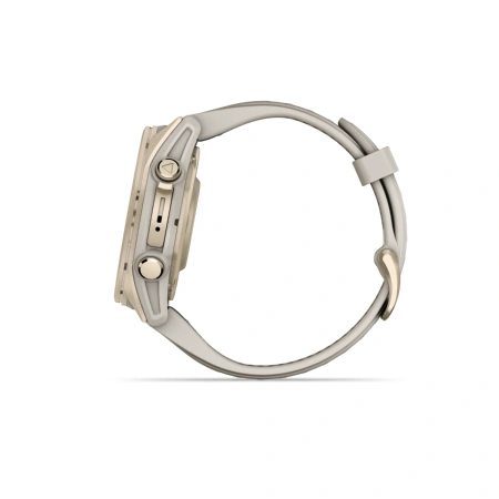 Garmin Fenix 8 - 43 мм AMOLED | Sapphire | Soft Gold with Fog grey/dark sandstone silicone band