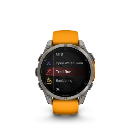 Garmin Fenix 8 - 47 мм AMOLED | SAPPHIRE | Titanium with Spark orange/graphite silicone band