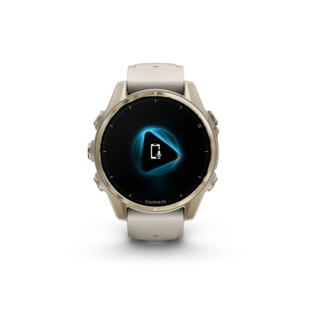 Garmin Fenix 8 - 43 мм AMOLED | Sapphire | Soft Gold with Fog grey/dark sandstone silicone band