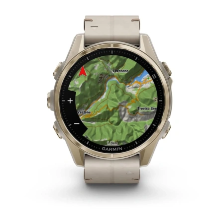 Garmin Fenix 8 - 43 мм AMOLED | Sapphire | Soft Gold with Limestone Leather Band
