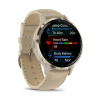 Garmin Venu 3s - 41 мм | Soft gold stainless steel bezel with French grey case and leather band
