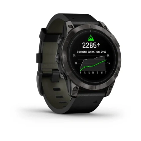 Garmin Epix Pro (Gen 2) - 47 мм SAPPHIRE | Carbon Grey DLC Titanium with Black Leather Band