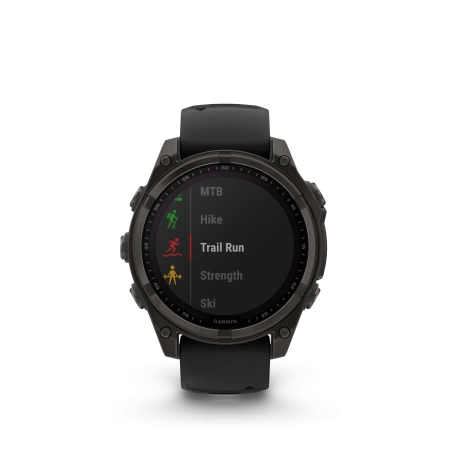 Garmin Fenix 8 - 47 мм SOLAR | SAPPHIRE | Carbon grey DLC titanium with Black/pebble grey silicone band