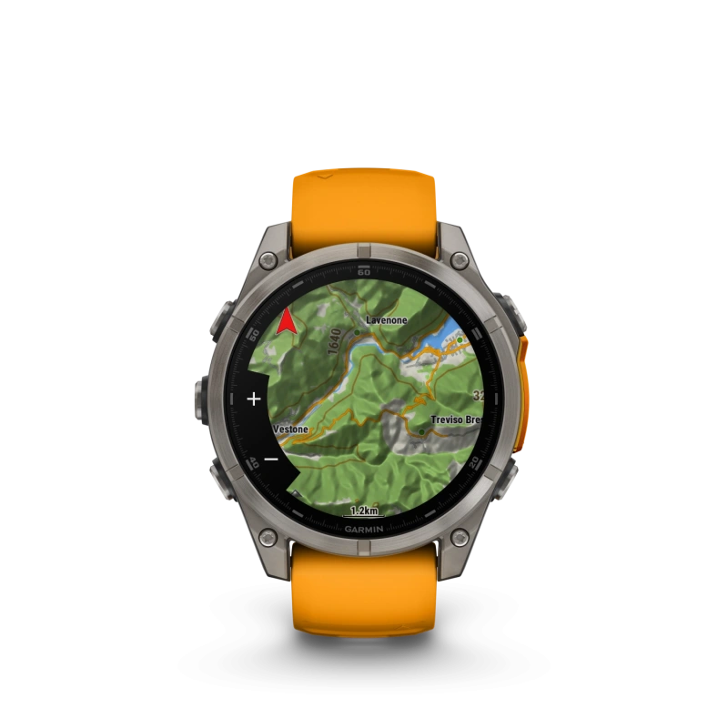 Garmin Fenix 8 - 47 мм AMOLED | SAPPHIRE | Titanium with Spark orange/graphite silicone band